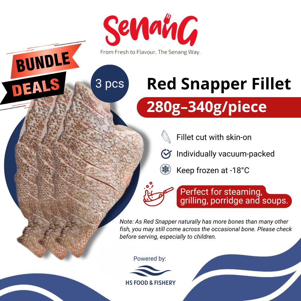 [BUNDLE DEAL] 3 PIECES - RED SNAPPER FILLET (280-340g/piece), VACUUM PACKED