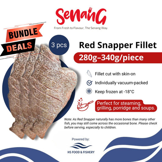 [BUNDLE DEAL] 3 PIECES - RED SNAPPER FILLET (280-340g/piece), VACUUM PACKED