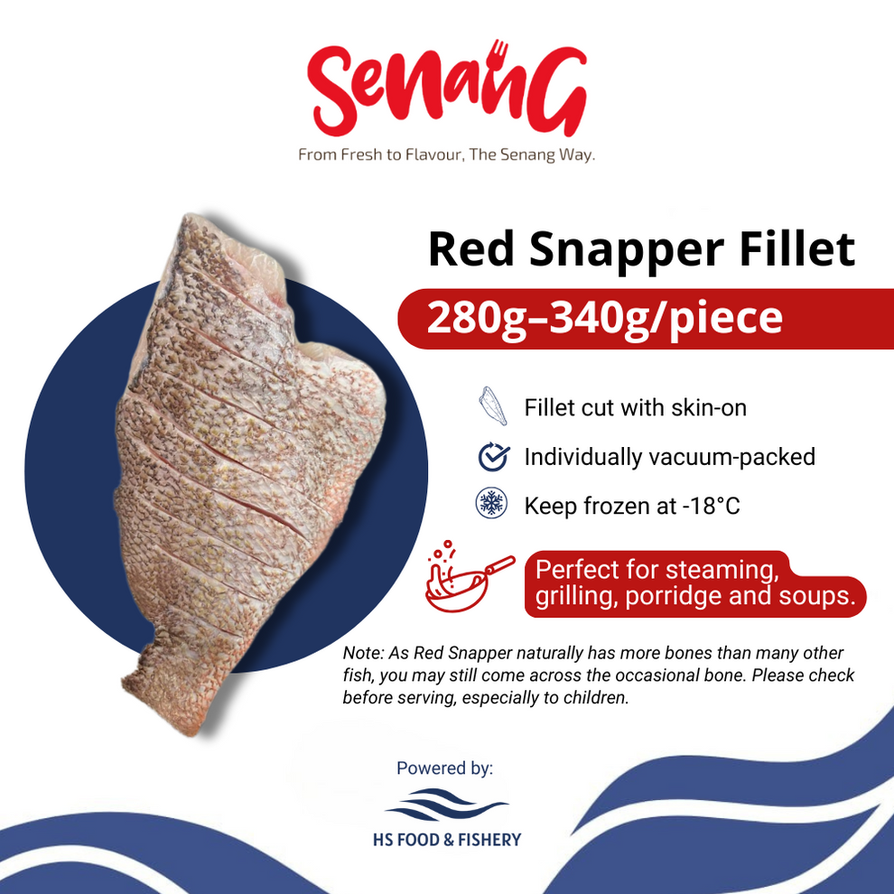 Snapper Packaged RED SNAPPER FILLET (280-340g/piece), Vacuum Packed – Senang Foods